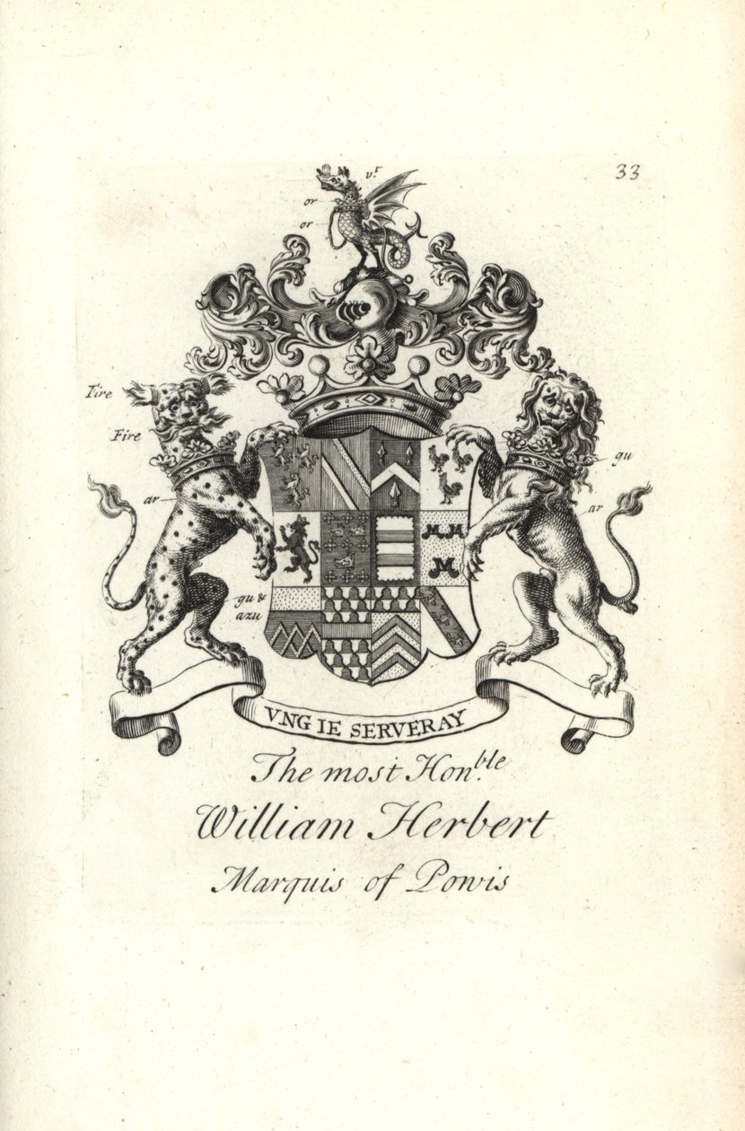 Sağ onurlu William Herbert, Powis 2 Marki arması ve arması by Andrew Johnston