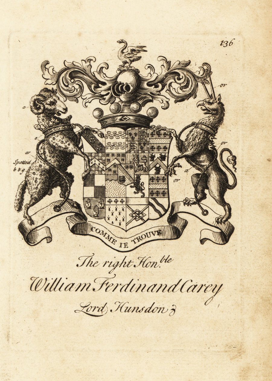 Çok Saygıdeğer William Ferdinand Carey, 8. Baron Hundsen, Lord Hunsdon arması by Andrew Johnston