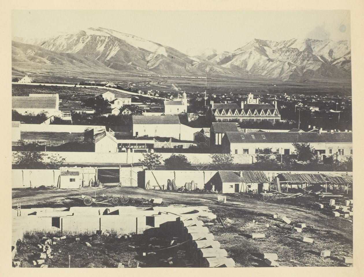 Arka planda Salt Lake City, Camp Douglas ve Wasatch Dağları by Andrew Joseph Russell
