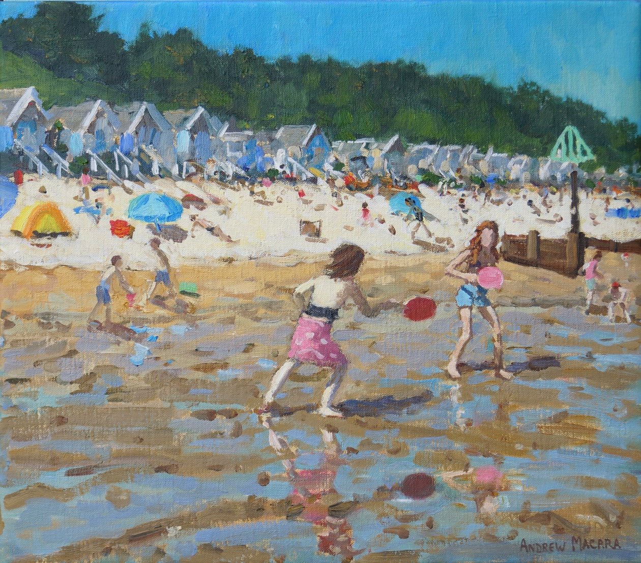 Yarasa ve top,Wells- next-the-sea, 2019,(tuval üzerine yağlı boya) by Andrew Macara