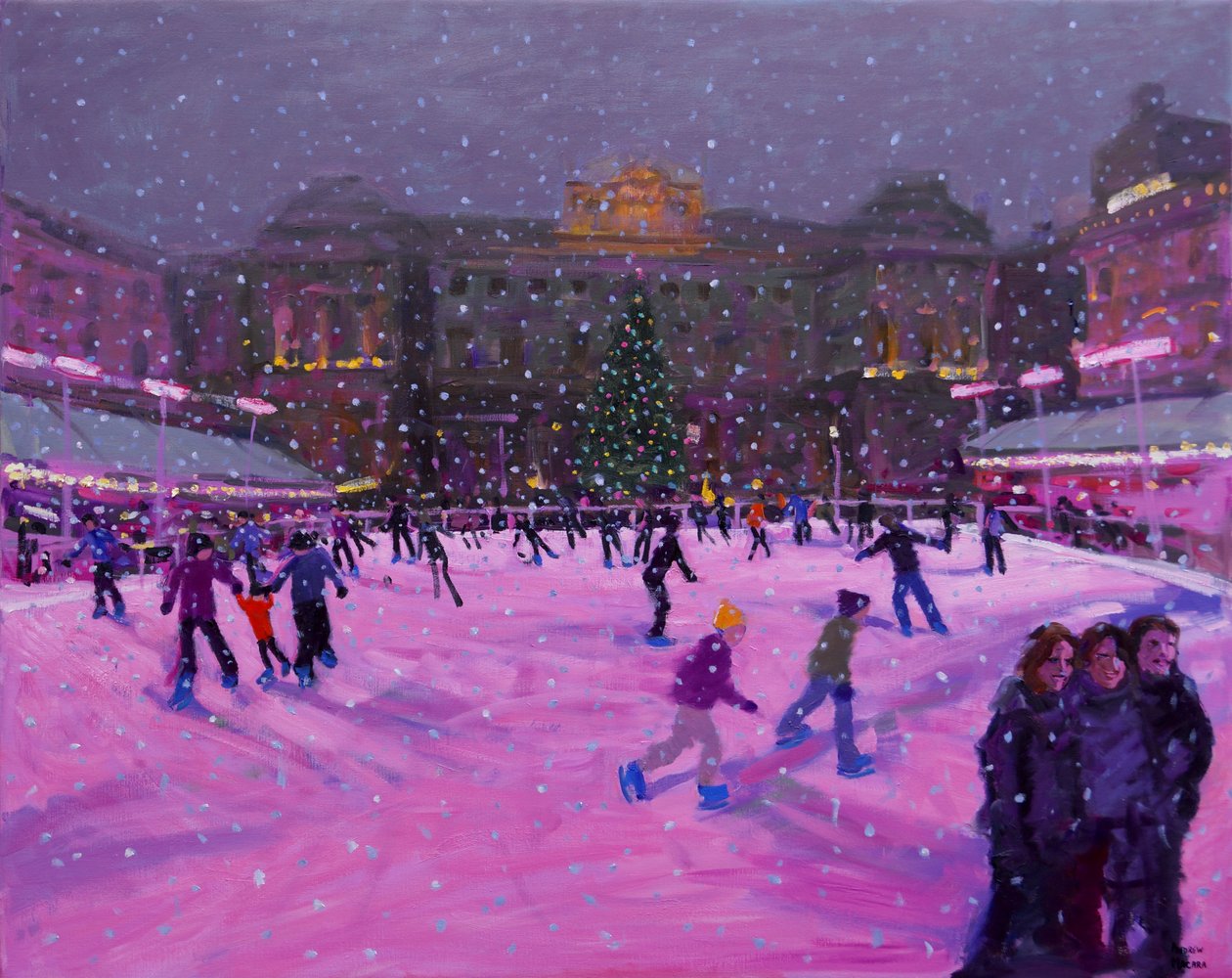 Noel pateni, pembe ışıklı Somerset House.2014 by Andrew Macara