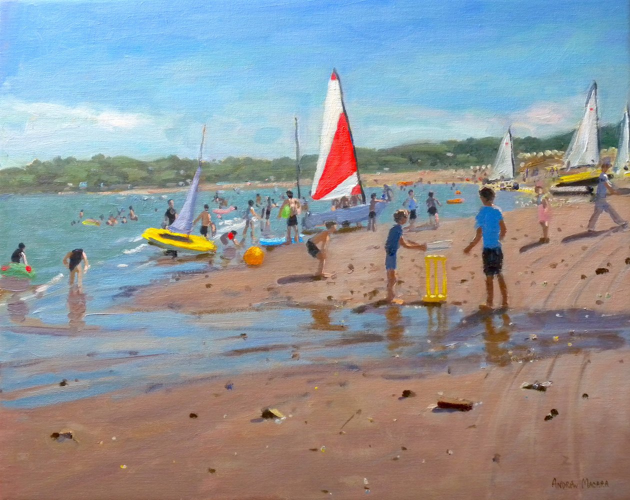 Kriket ve kırmızı beyaz yelken, Abersoch, 2011 by Andrew Macara