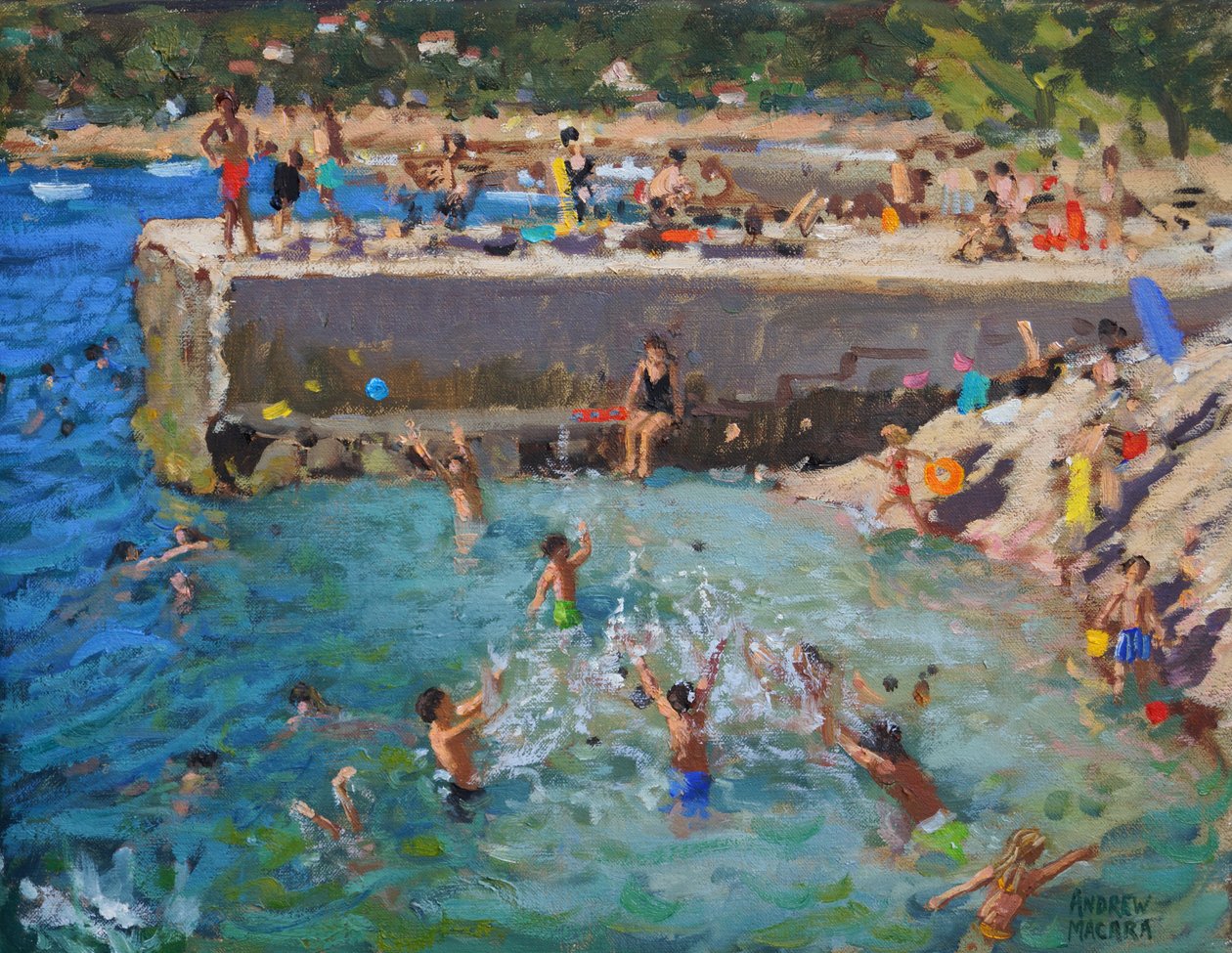 Denizde eğlence,Rovinj,Hırvatistan,2016,(tuval üzerine yağlı boya) by Andrew Macara