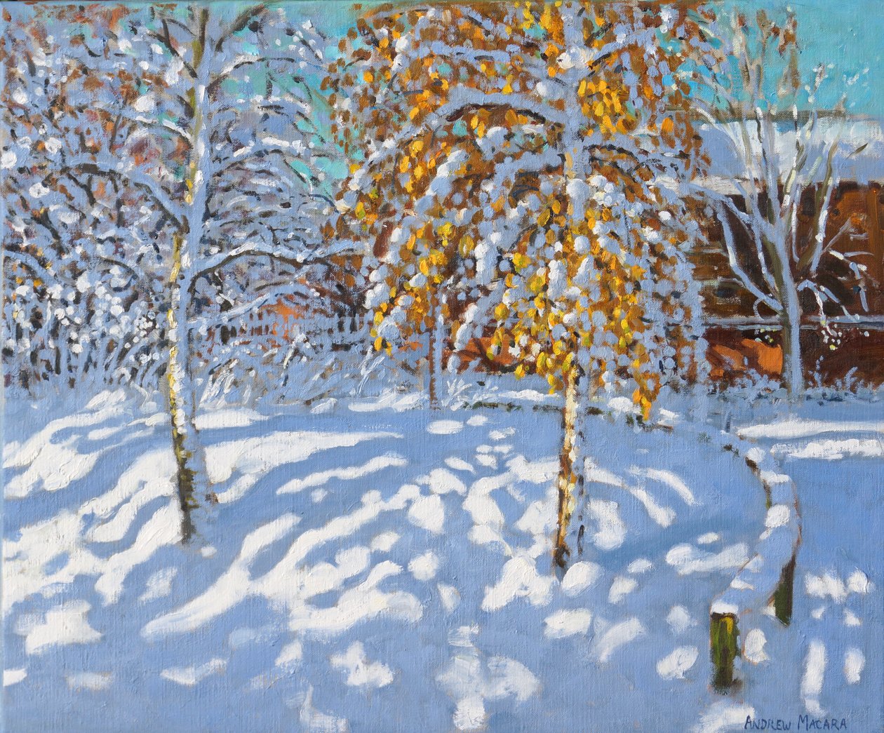 Kışın altın yapraklar, Normanton, Derby, (tuval üzerine yağlı boya) by Andrew Macara