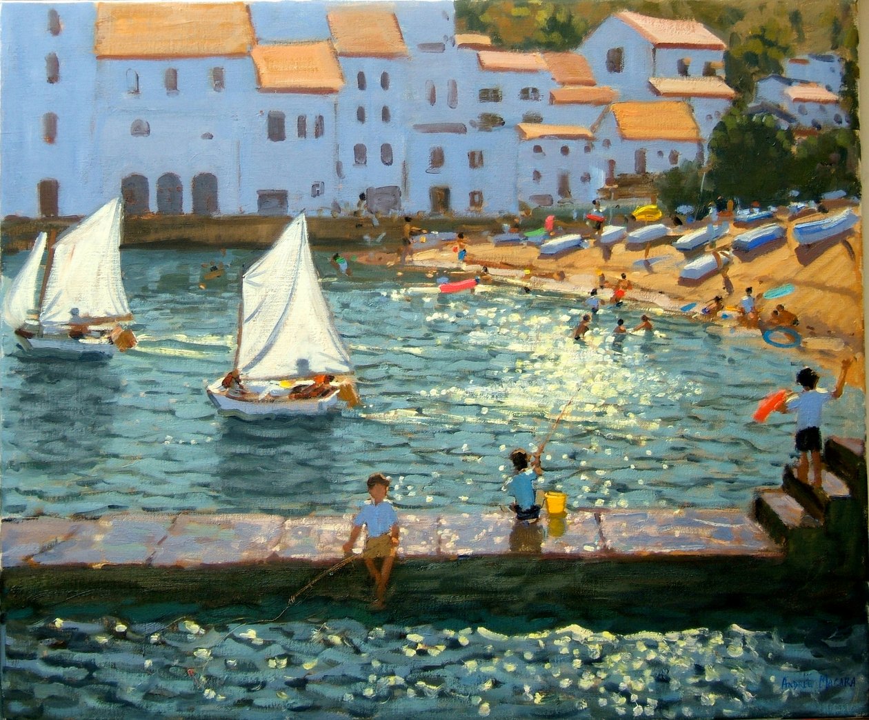 Yelkenliler,Cadaques,Costa Brava,2013,(tuval üzerine yağlı boya) by Andrew Macara
