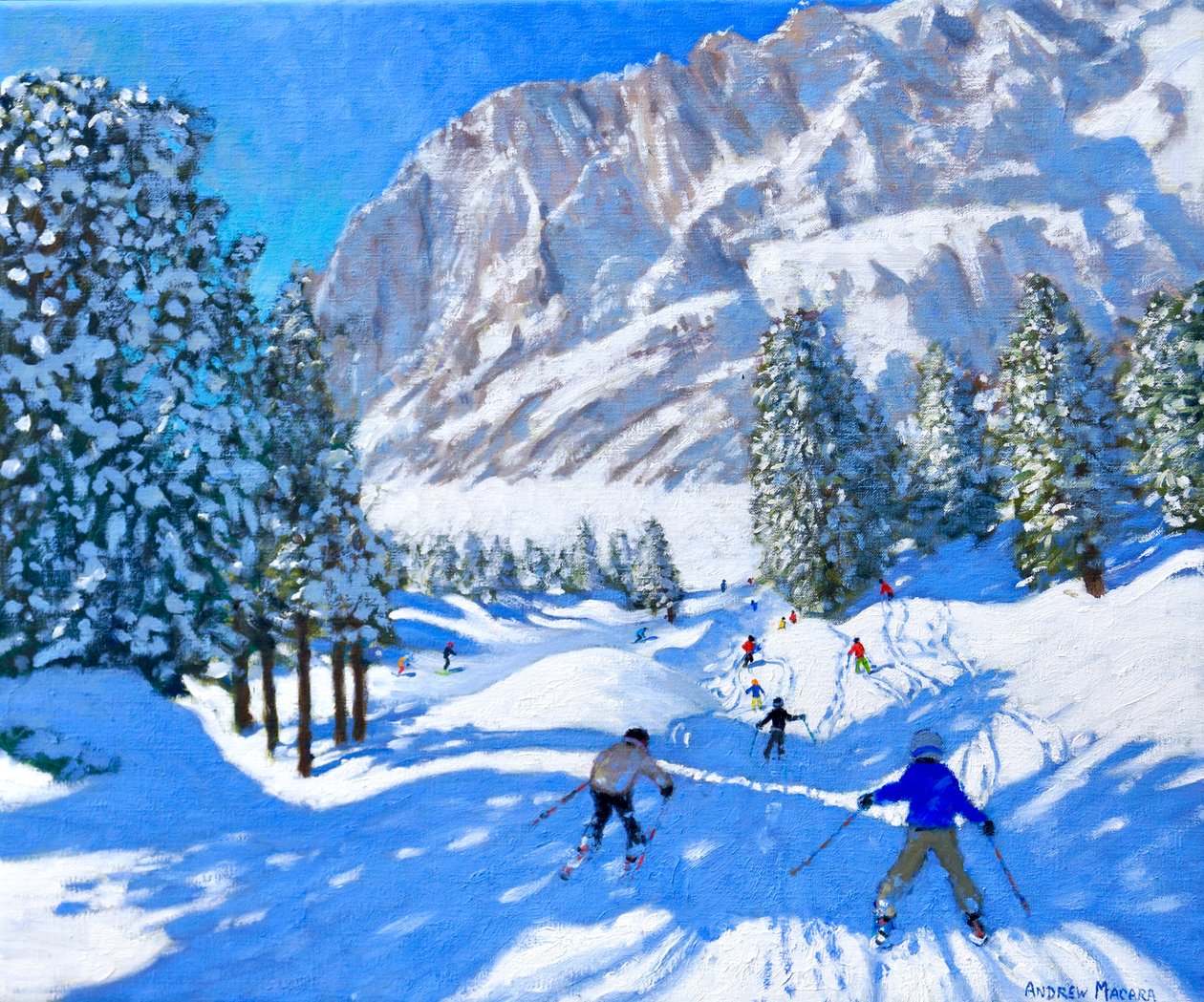 Dolomitler'e doğru kayak yapmak, Val Gardena, İtalya, 2022 (tuval üzerine yağlı boya) by Andrew Macara