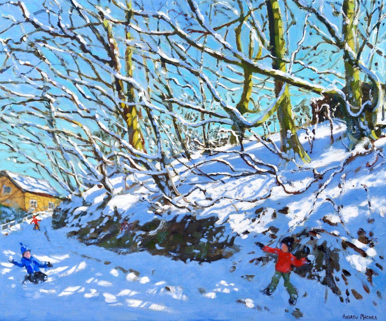 Snowballing, Upper Hulme, Staffordshire, 2020,(tuval üzerine yağlı boya) by Andrew Macara