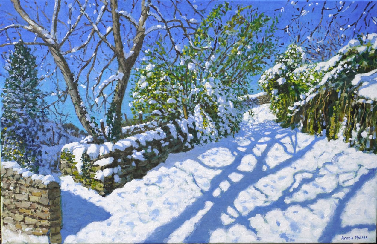 Bahar karı, Wirksworth, Derbyshire, 2023 (tuval üzerine yağlıboya) by Andrew Macara