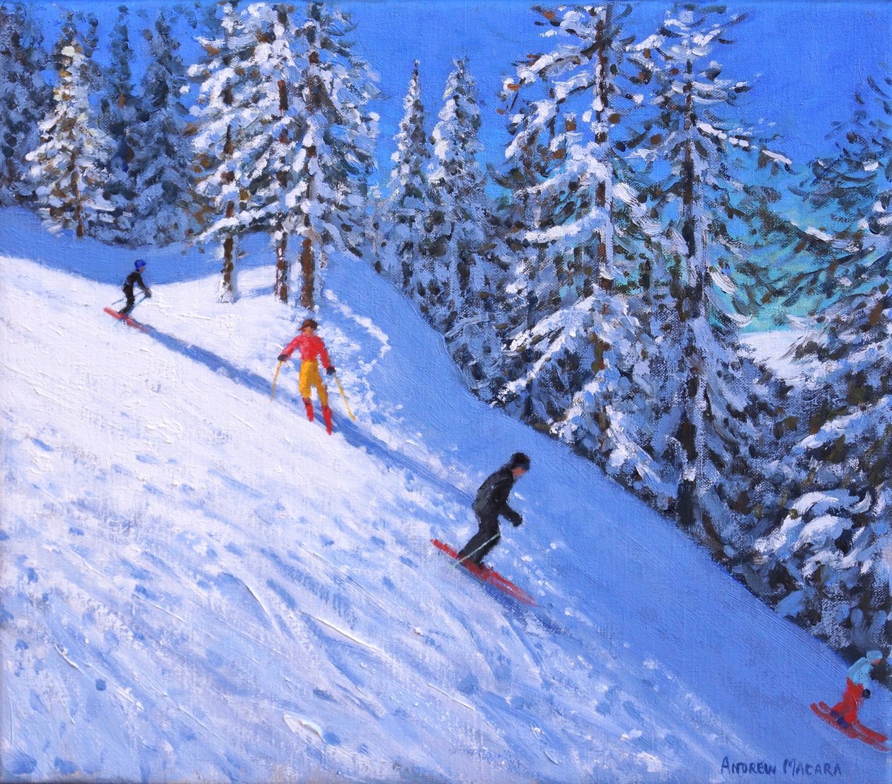 Dik eğim, Les Arcs, Fransa, (tuval üzerine yağlı boya) by Andrew Macara