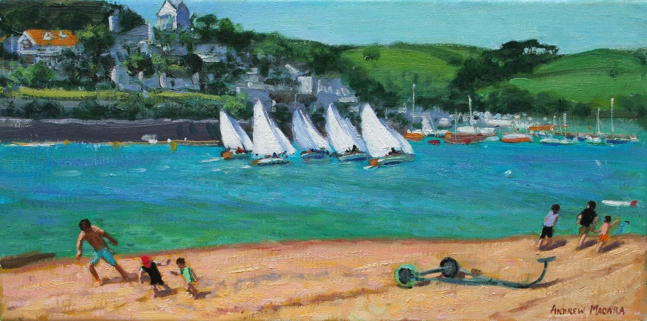 Yaz Regatta, Salcombe,2018 (tuval üzerine yağlı boya) by Andrew Macara
