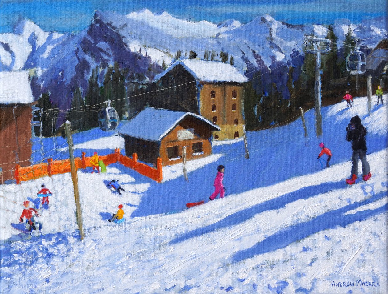 Buz Pisti, Samoens, Fransa, 2022 (tuval üzerine yağlı boya) by Andrew Macara