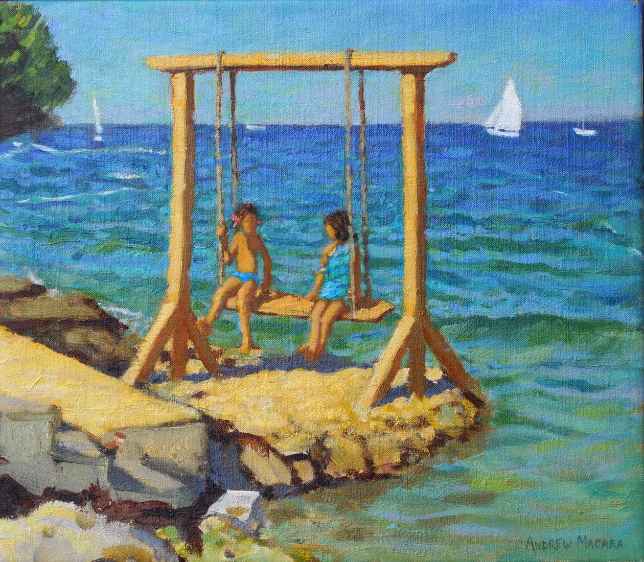 Salıncak,Funtana,Vrsar,Hırvatistan. 14x16" 2019(tuval üzerine yağlı boya) by Andrew Macara