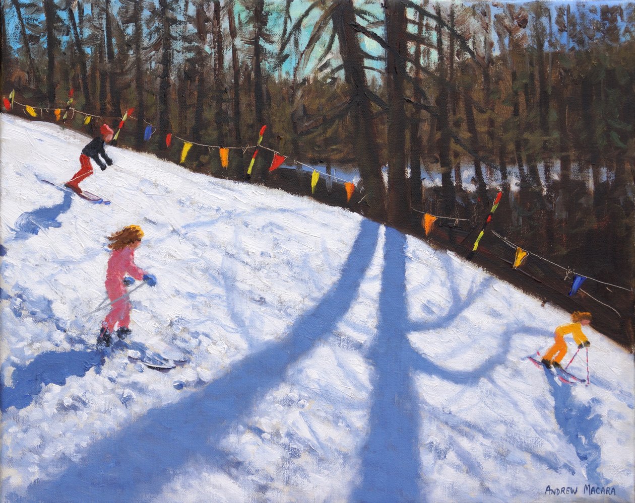 Üç Vadi kayak ,2018,(tuval üzerine yağlı boya) by Andrew Macara