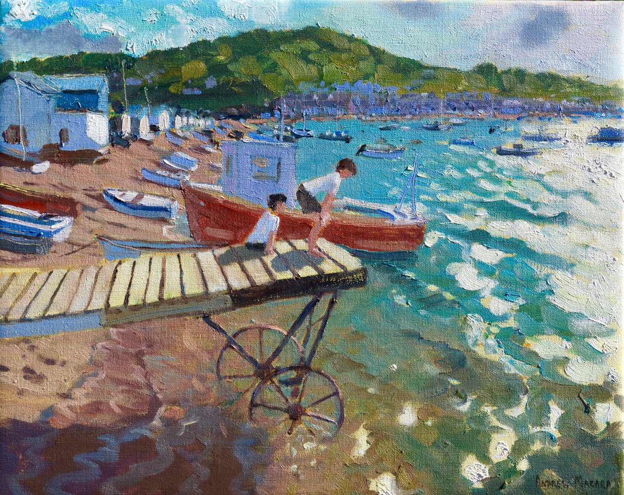 İniş sahnesindeki iki çocuk,Teignmouth,201516, by Andrew Macara