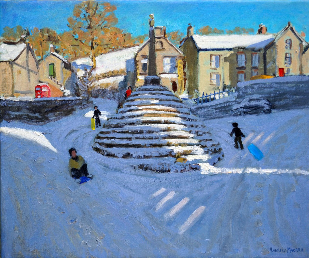 Kış, Bonsall Köyü, 2014 (tuval üzerine yağlıboya) by Andrew Macara