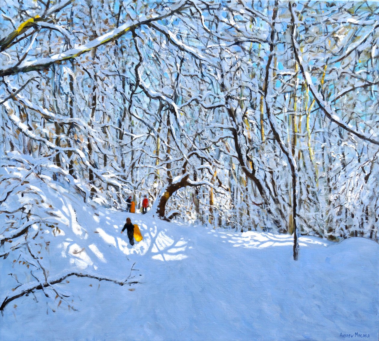 Sarı ve turuncu kızaklar, Allestree Park, Derby. 36x40,2018, by Andrew Macara