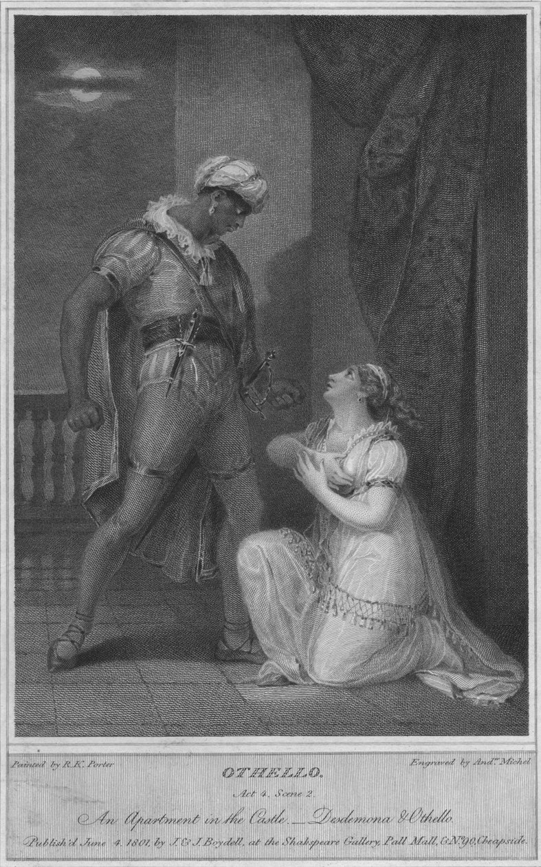 Otello. Perde 4. Sahne 2. Kalede Bir Apartman. Desdemona ve Otello, 1801. by Andrew Michel