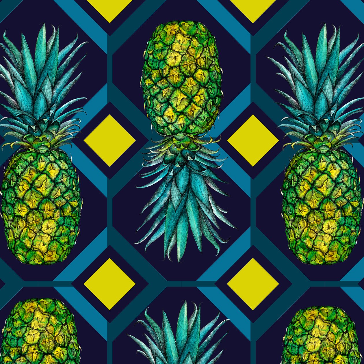 Ananas geometrik karo, 2018 by Andrew Watson