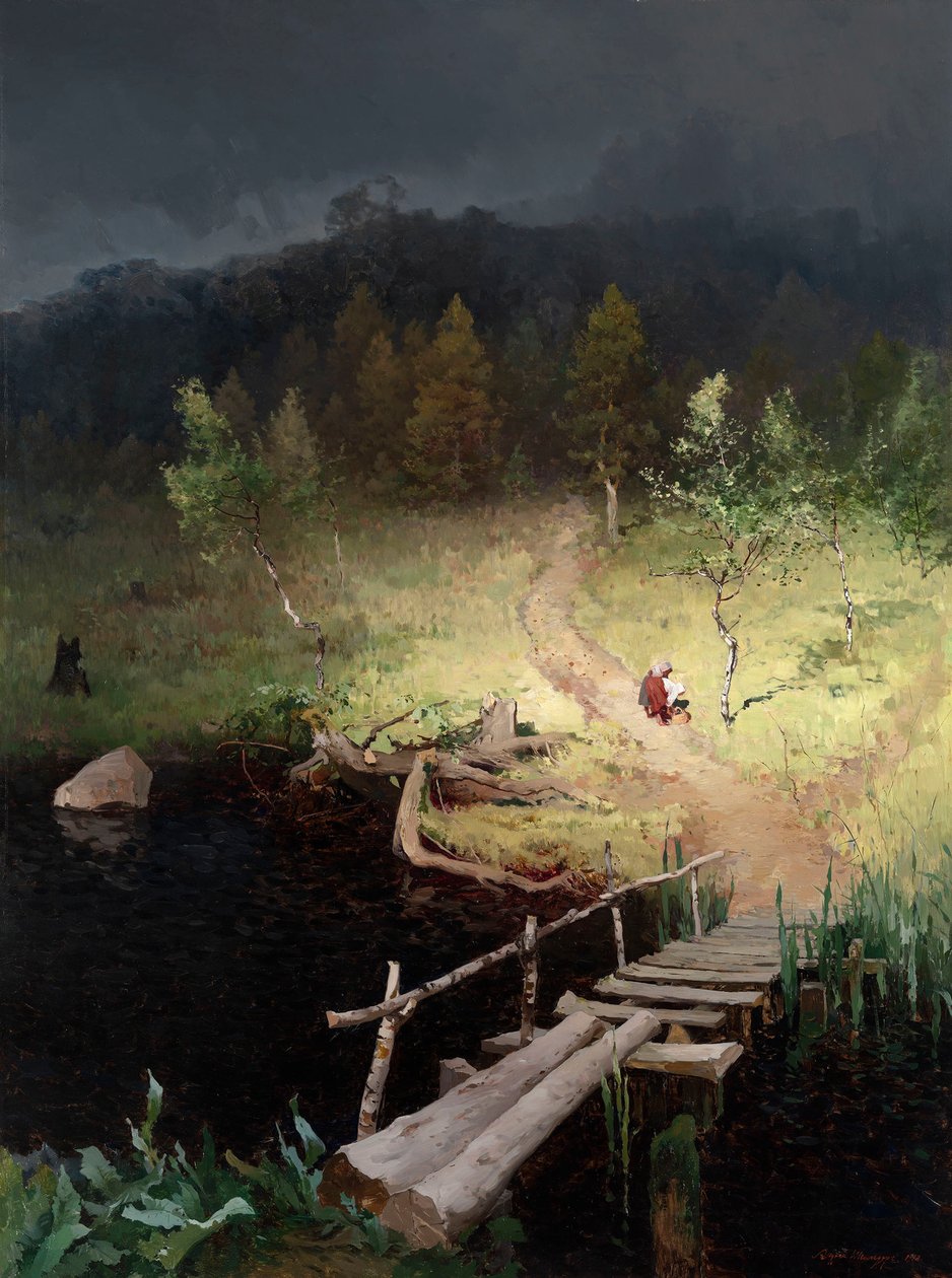 ""Avant l'orage"" (Fırtınadan Önce) Peinture d'Andrei Shilder (1861-1919) Tuval üzerine yağlı boya 1918 Dim 160x120 cm Özel Koleksiyon by Andrey Nikolayevich Shilder
