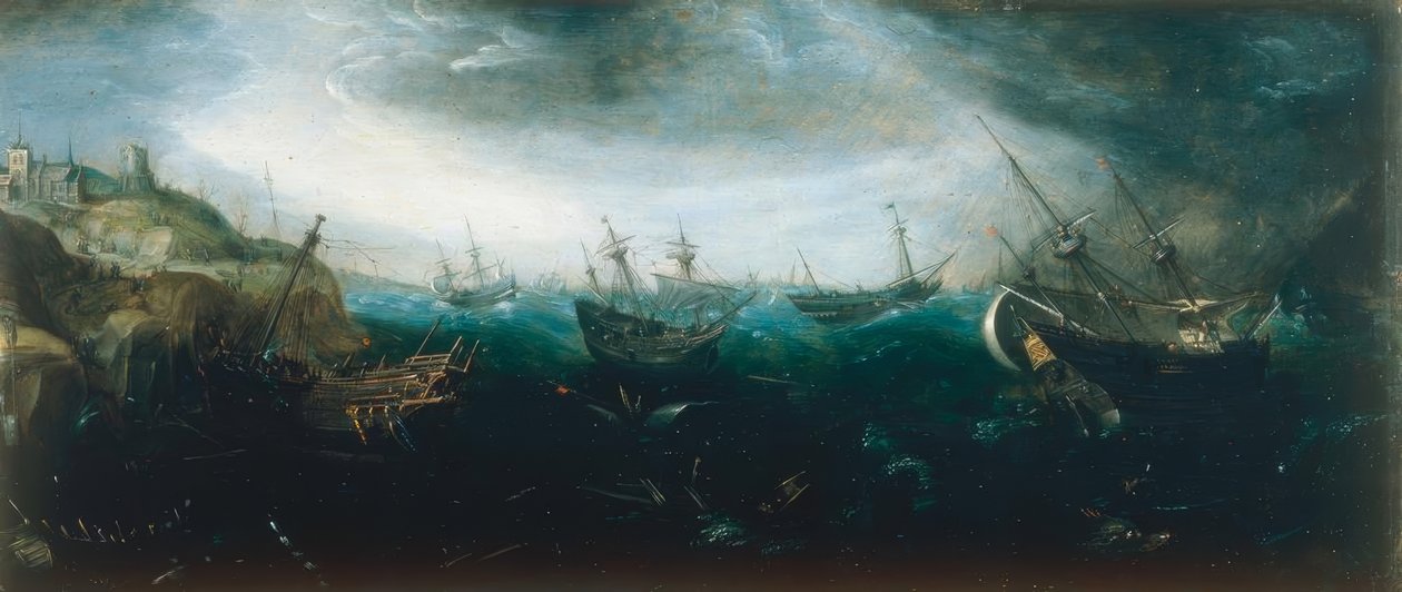 Fırtınalı denizlerde gemiler by Andries van Eertvelt
