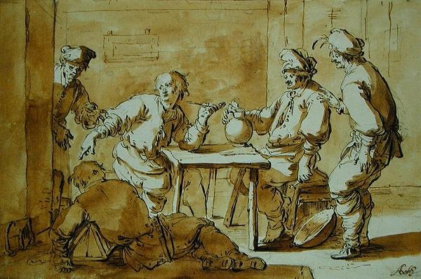 Barda, 1633 (kağıt üzerinde kalem ve mürekkep yıkama) by Andries Both