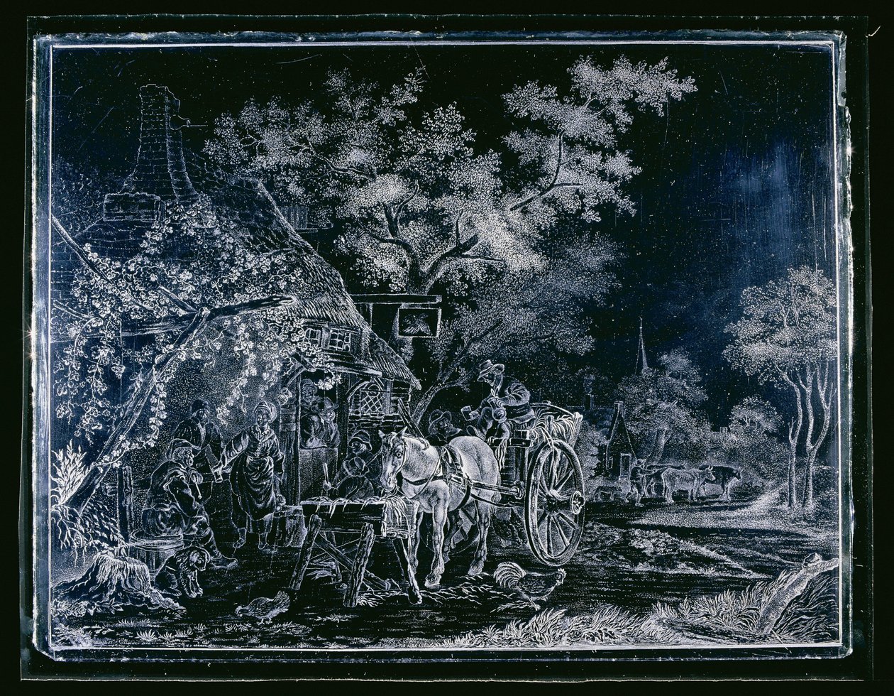 Atlı ve arabalı pencere ve bir han için bazı rakamlar by Andries Melort