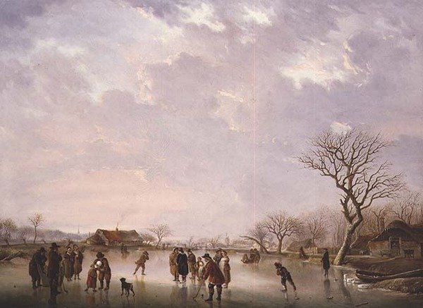 Hokey Oyuncuları ve Diğer Figürlerle Kış Sahnesi by Andries Vermeulen