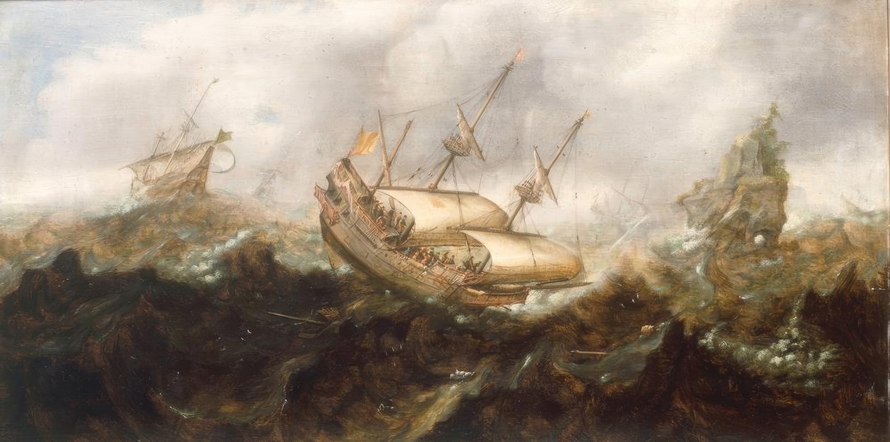 Fırtınalı denizlerde gemiler by Andries van Eertvelt