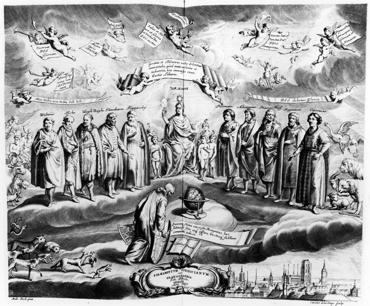 Firmmentum Sobiescianum veya, Uranographia, Johannes Hevelius (1611-87), Charles de la Haye tarafından oyulmuş, pub. 1687