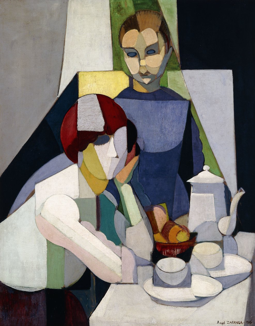 iki kız için çay saati by Ángel Zárraga