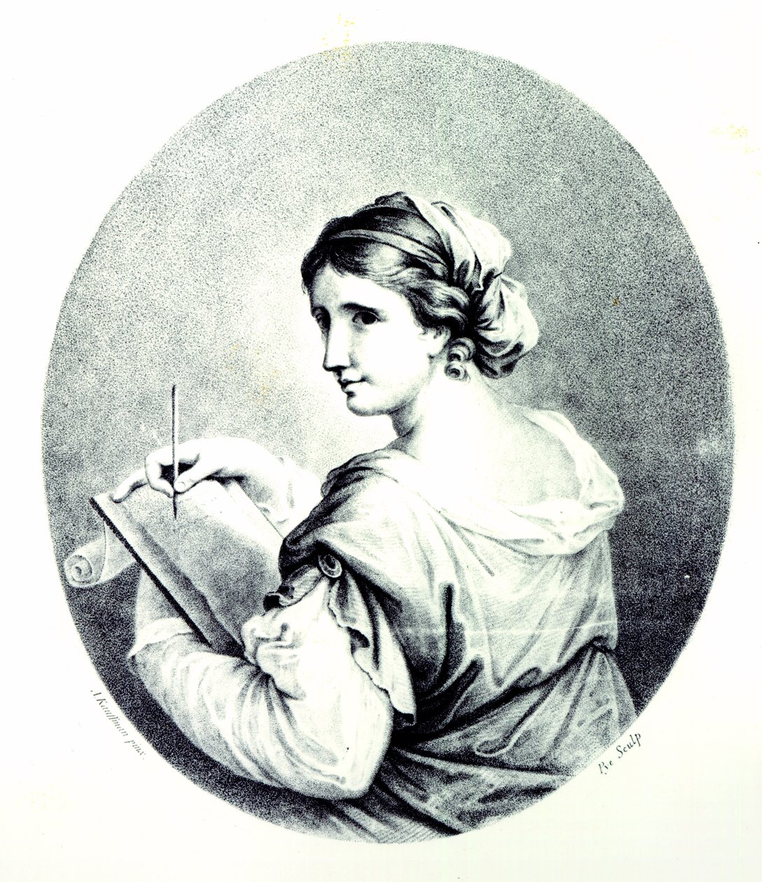 Sappho, Pye tarafından kazınmış, 1774 by Angelica Kauffmann