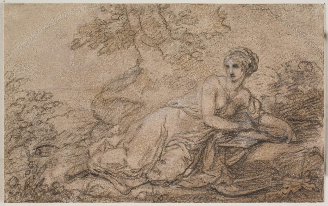 Bir kadın şair, muhtemelen Sappho by Angelica Kauffmann