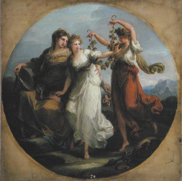 Prudence tarafından desteklenen Güzellik, Aptallığın Arzını Küçümsüyor, c.1780 (tuval üzerine yağlı boya) by Angelica Kauffmann