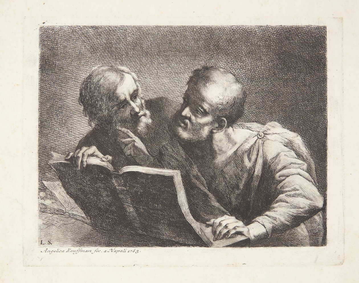 iki eski öğrenci by Angelica Kauffmann