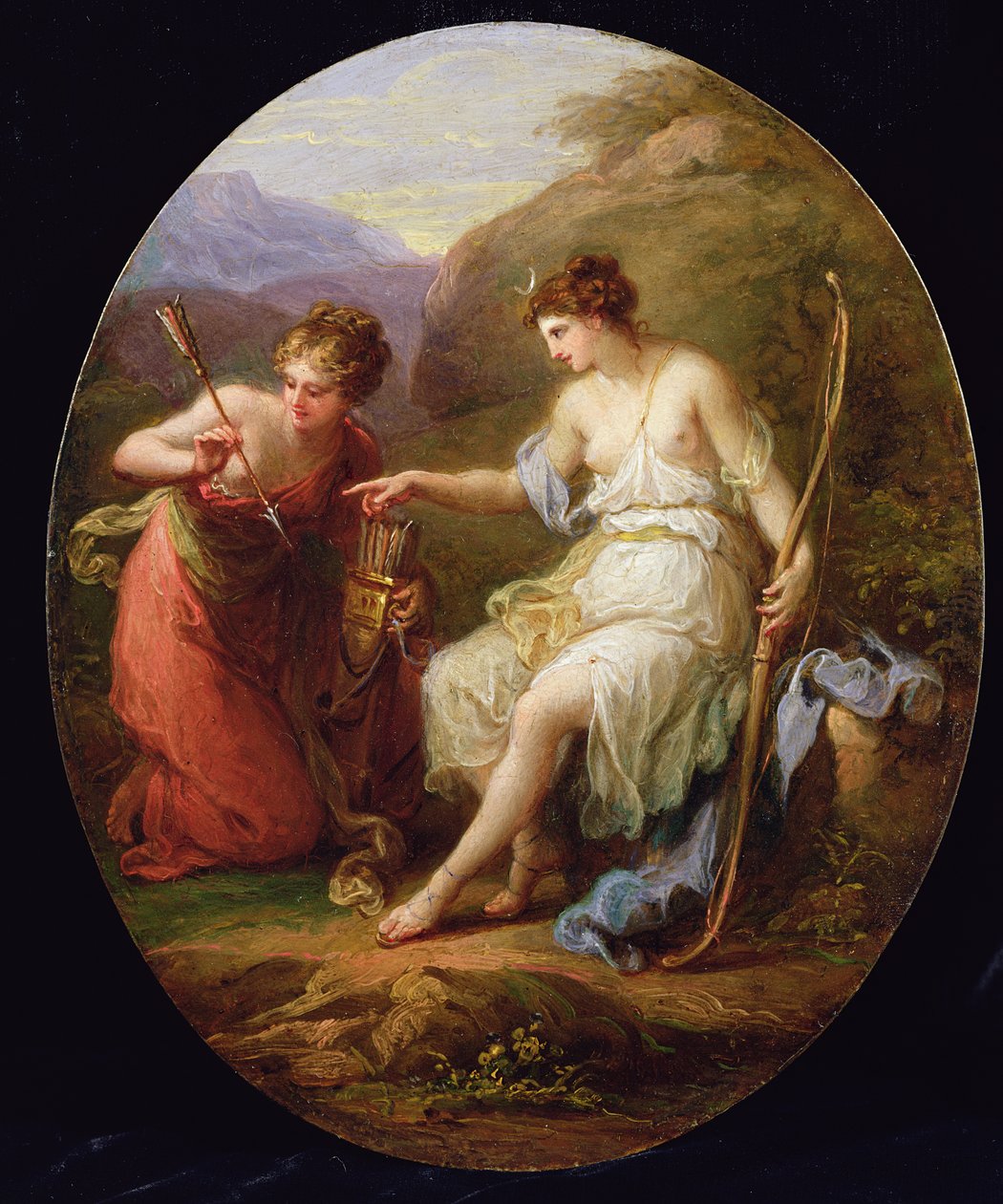 Diana Avlanmaya Hazırlanıyor (bakır üstüne yağ) by Angelica Kauffmann