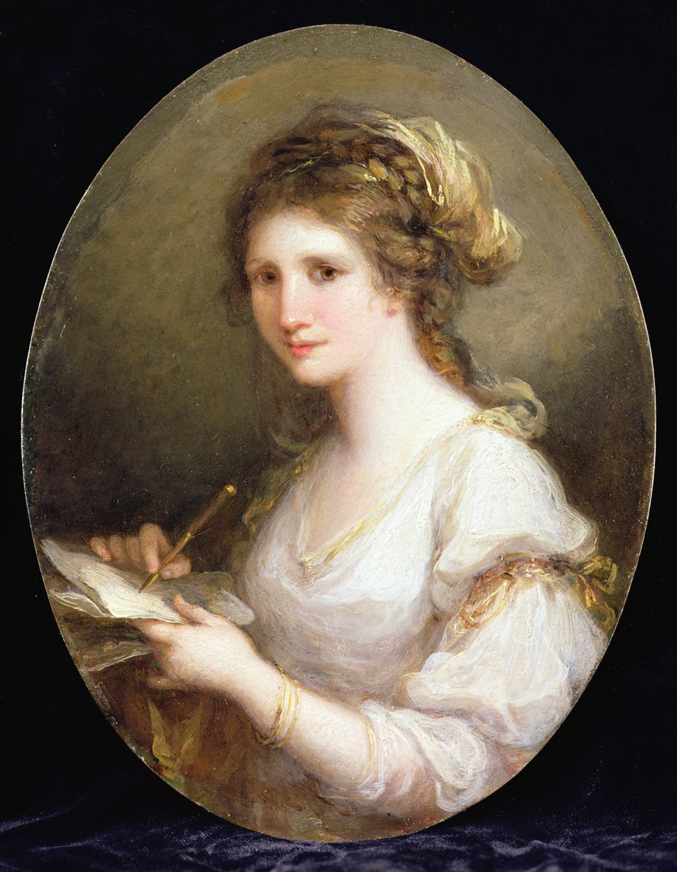 Bir Hanımefendinin Portresi, muhtemelen bir otoportre (bakır üzerine yağlı boya) by Angelica Kauffmann