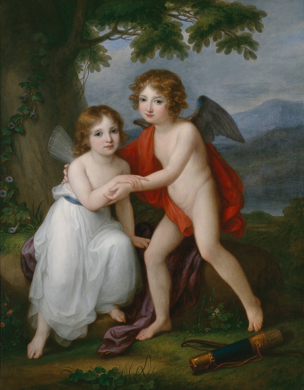 Plymouth kardeşlerin Amor ve Psyche olarak portresi, 1795 by Angelica Kauffmann