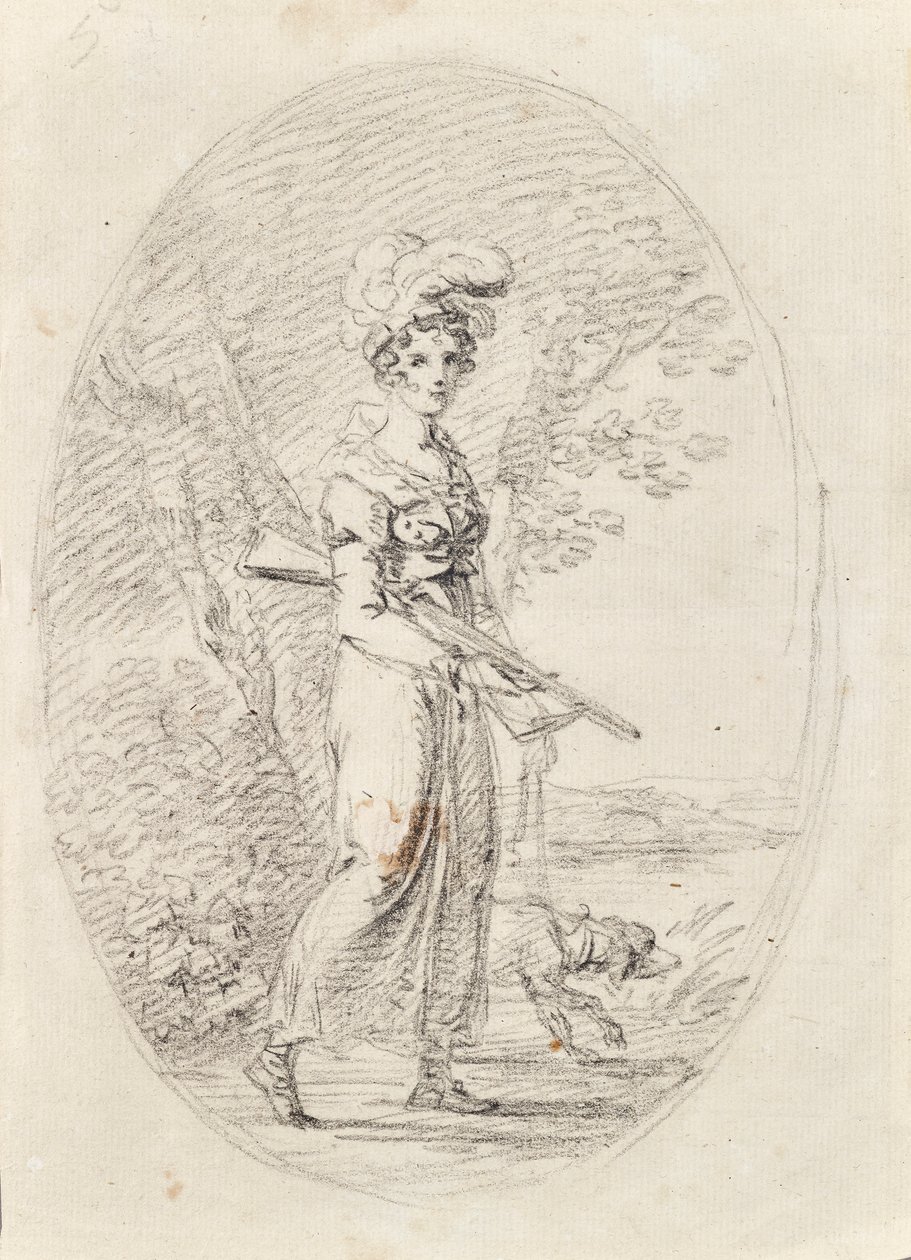 Bir köpek ile avcı by Angelica Kauffmann