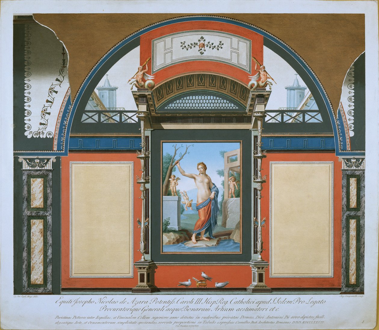 Villa Negroni'den Antik Odanın duvar dekorasyonu, 1778 by Angelo Campanella