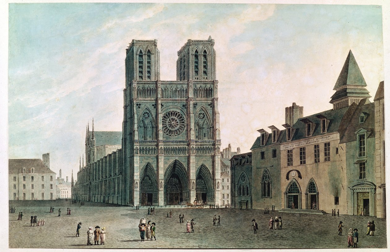 The Square in Front of Notre-Dame at the Time of the Consulat, 1799-1804  by Angelo Garbizza