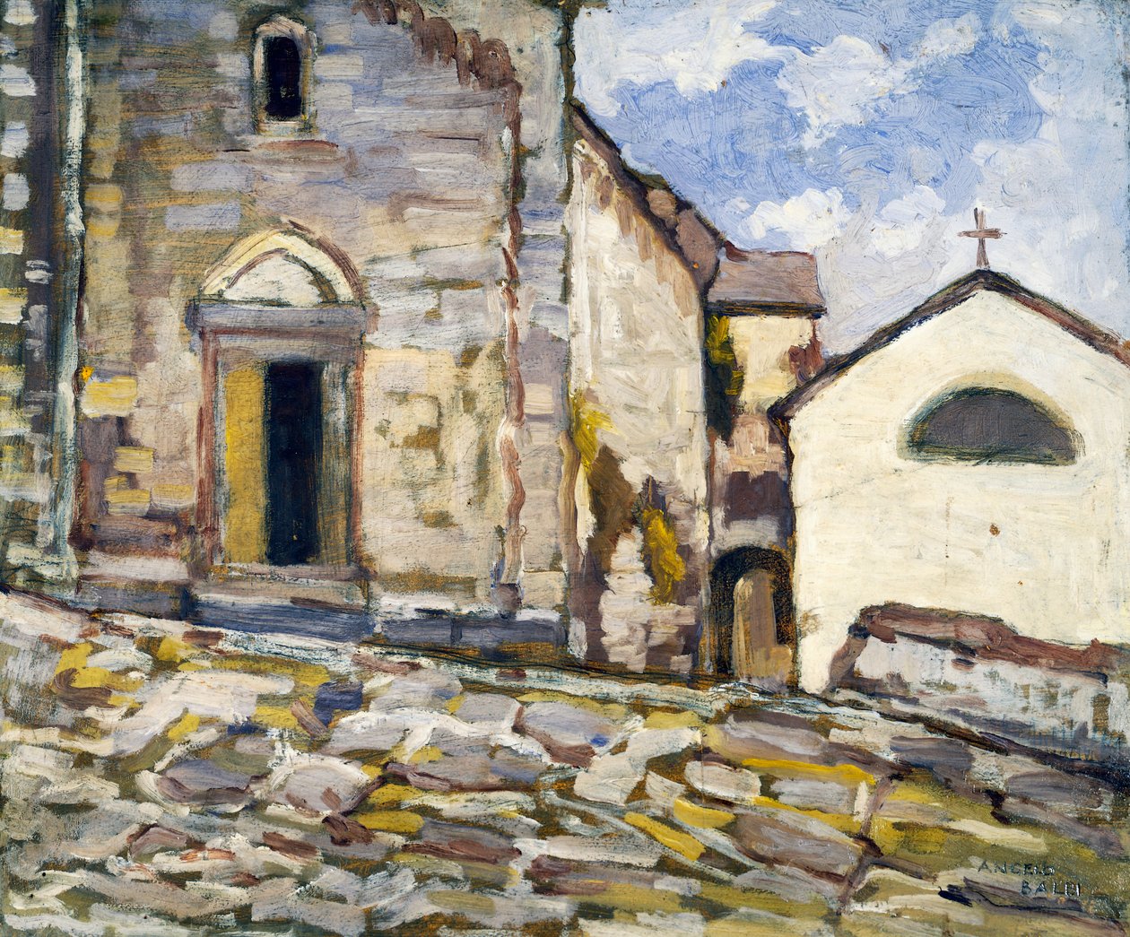 Bir kilisenin cephesi, Angelo Balbi (1872-1939). İtalya, 20. yüzyıl. by Angelo Balbi