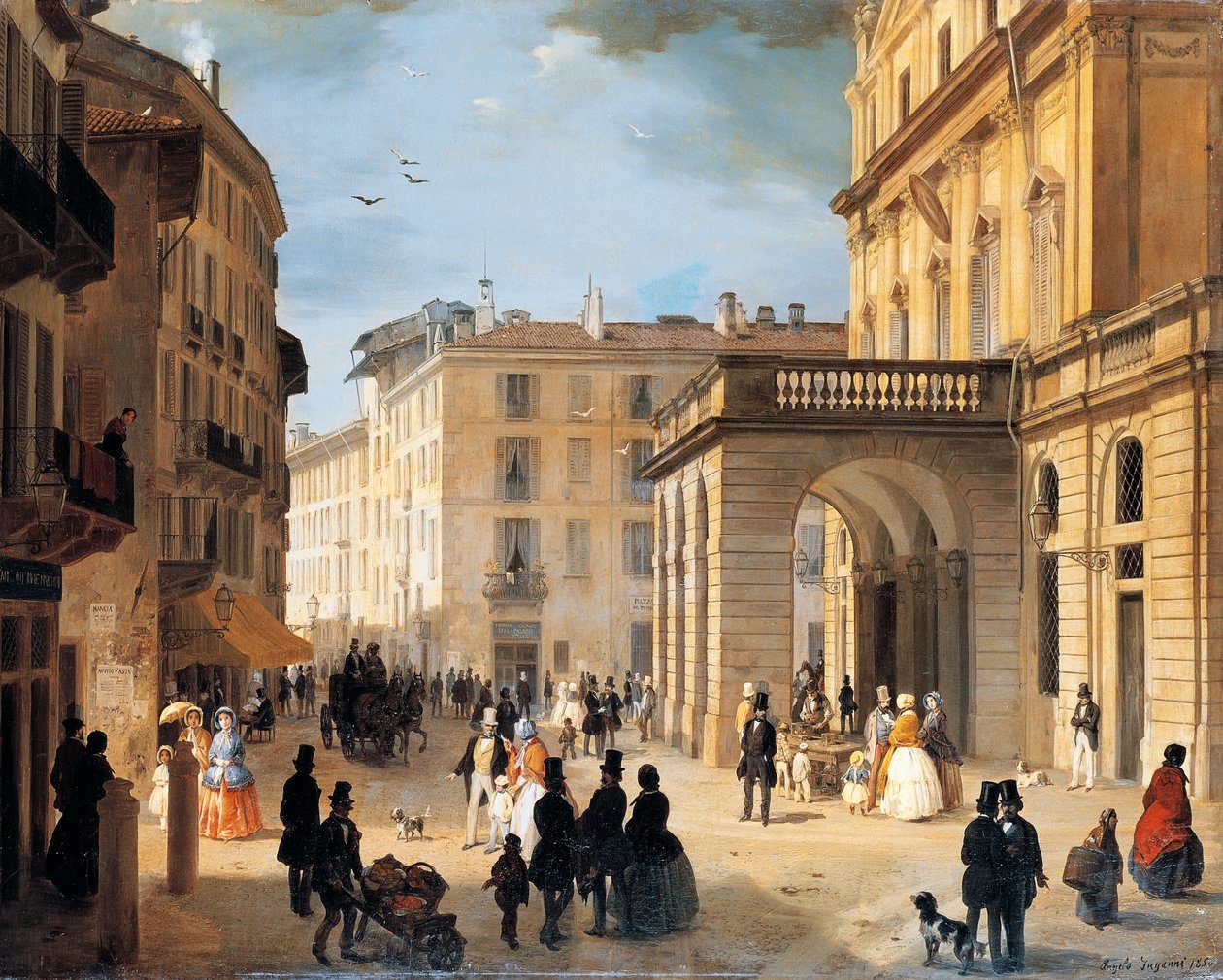 Milano'daki Piazza della Scala (Scala Meydanı) by Angelo Inganni