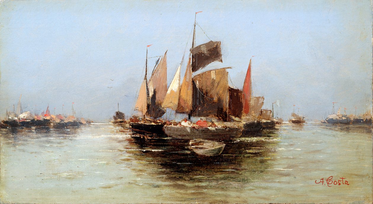 Yelkenli Tekneler, 17. yüzyılın sonları veya 18. yüzyılın başlarında by Angelo Maria Costa