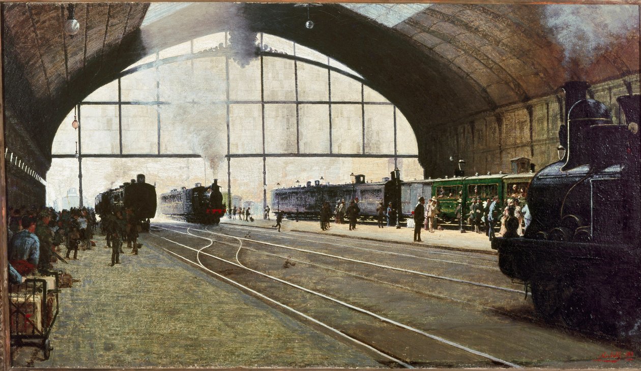 Milano Merkez İstasyonu (tuval üzerine yağlı boya by Angelo Morbelli