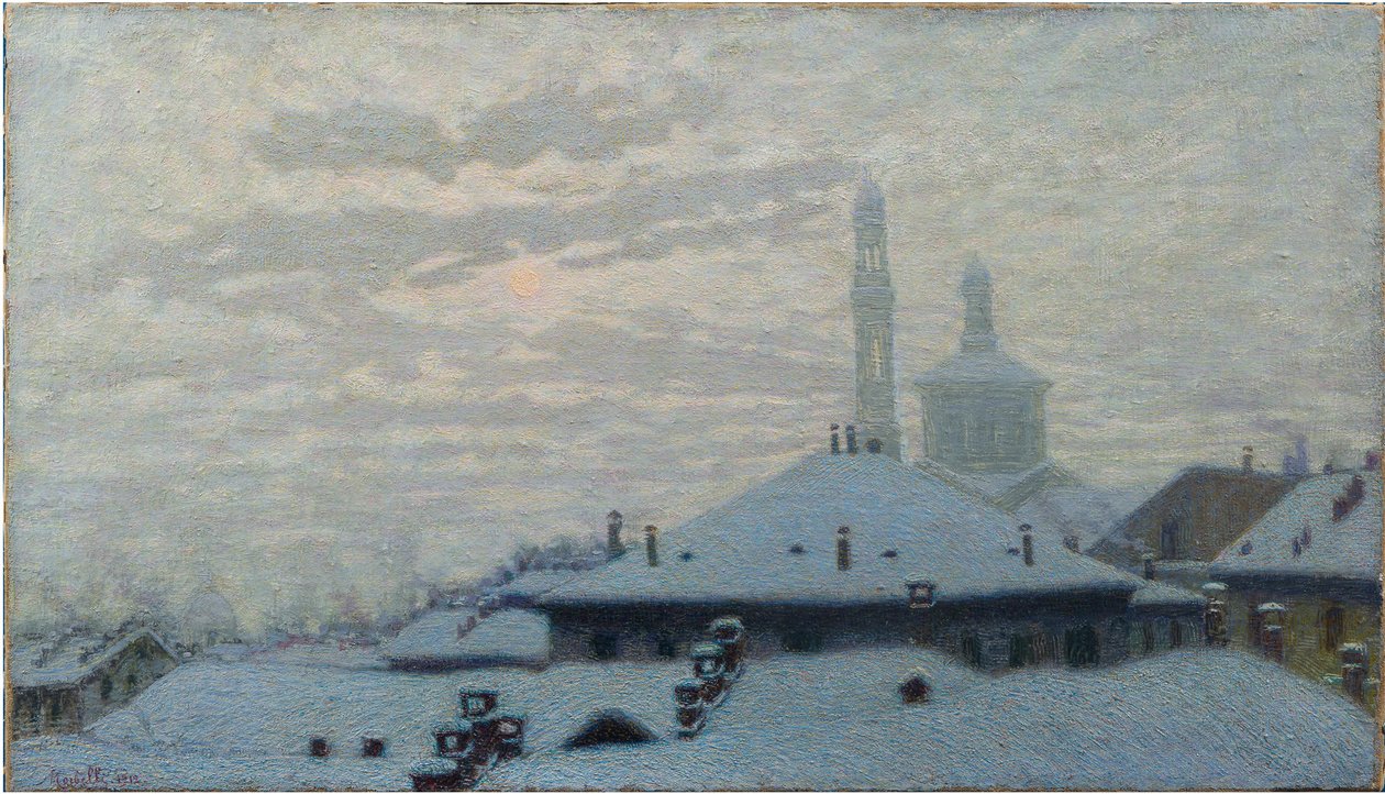 Kar altında çatılar Kar altında çatılar, 1910. by Angelo Morbelli