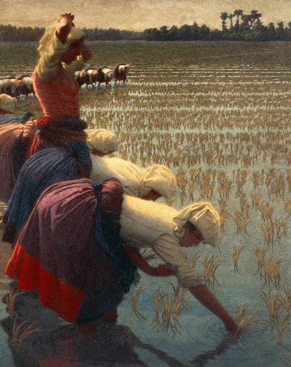 Mondine (İtalyan kadın pirinç işçileri) by Angelo Morbelli