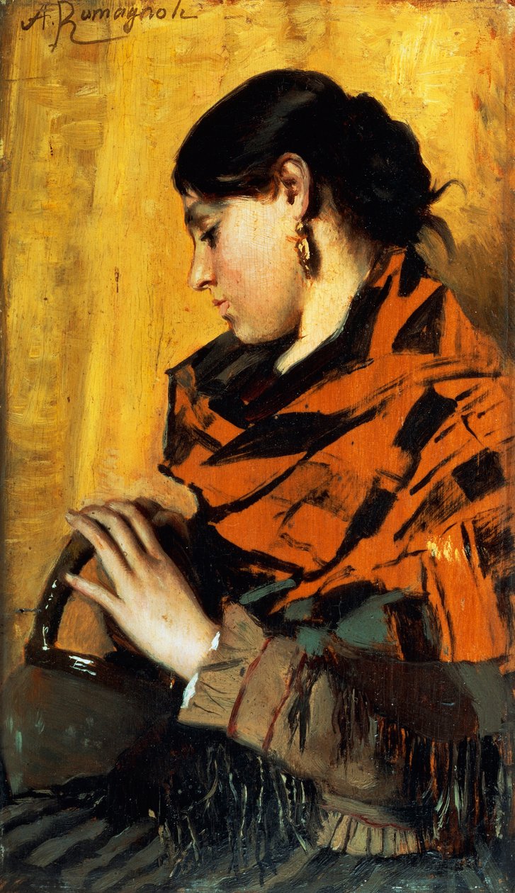 Isıtıcılı Halkın Kadını (tuval üzerine yağlıboya) by Angelo Romagnoli