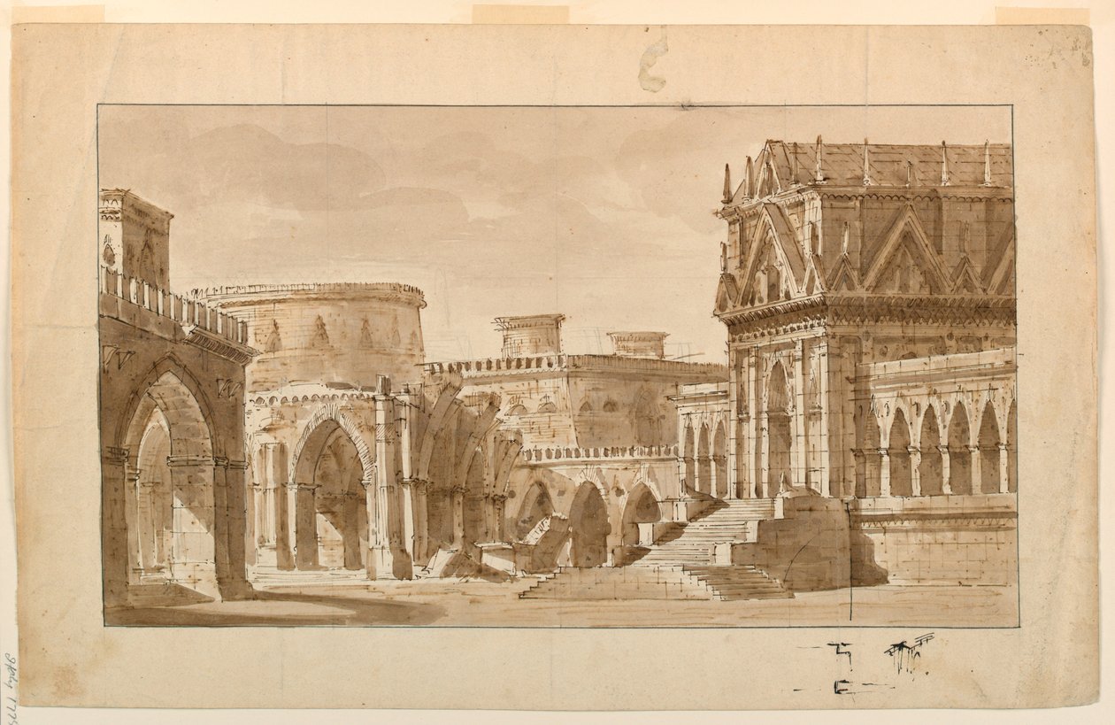 Sahne Tasarımı, Gotik Saray, Kilise ve Kale by Angelo Toselli