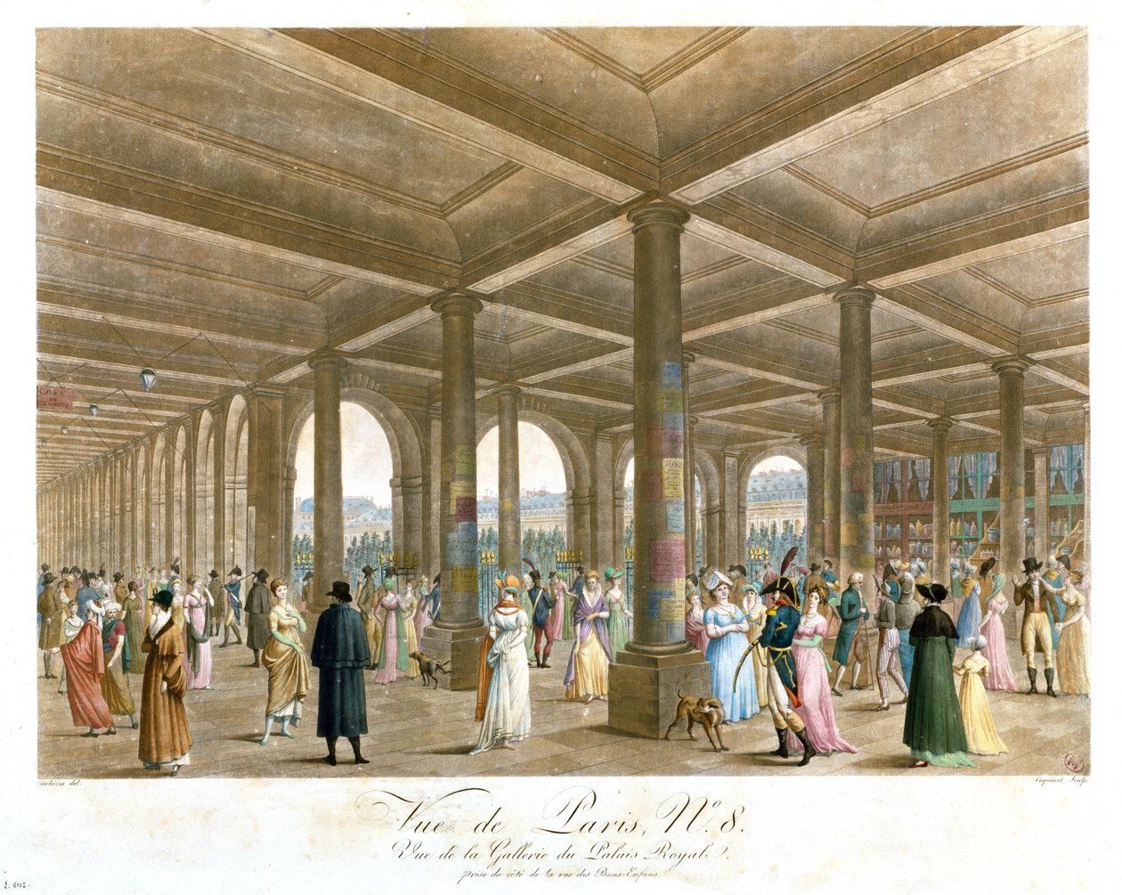 Coquerel tarafından oyulmuş Palais Royal Arcade, by Angelo after Garbizza