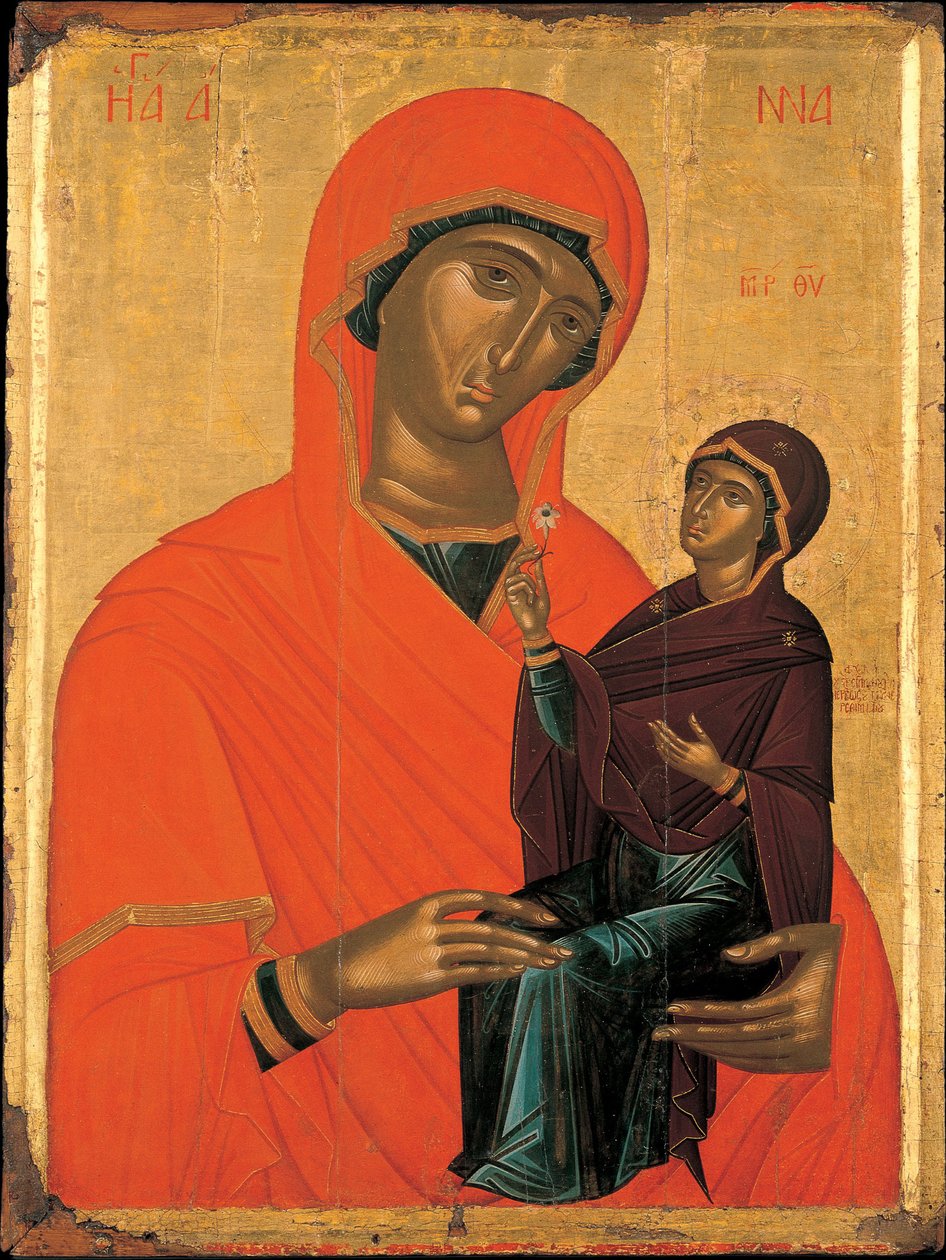 Akotandos, Angelos (aktif yaklaşık 1425-1460) Aziz Anne ve Bakire Tempera panelde yaklaşık 1440-1460 Benaki Müzesi, Atina 106x76 by Angelos Akotantos
